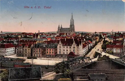 Ulm a.D. Stadtansicht mit Münster feldpgl1917 157.739