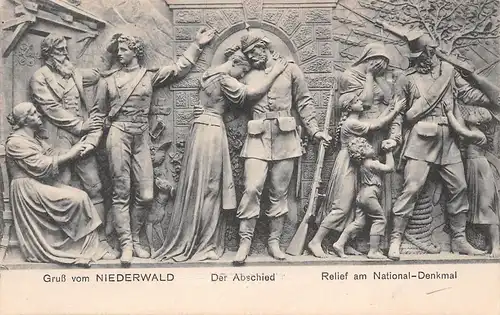 Gruß vom Niederwald-Denkmal Relief Der Abschied ngl 156.157