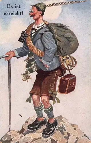 Humor: Es ist erreicht! Scherzkarte Mann steht auf Gipfel feldpgl1917 161.506