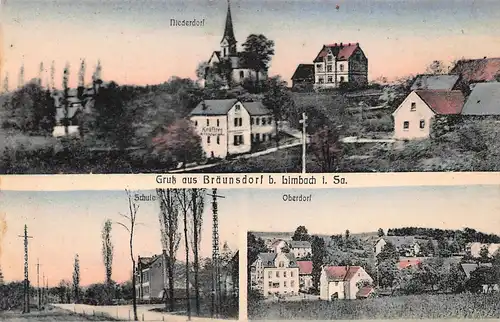 Bräunsdorf bei Limbach Schule Ober.- und Niederdorf ngl 161.596