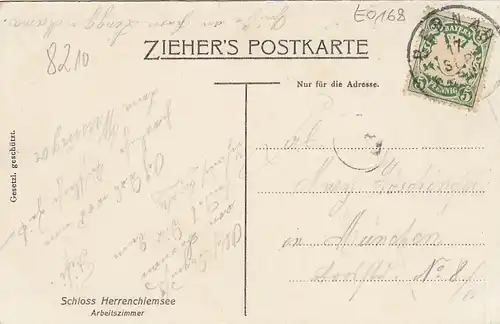 Königsschloss Herrenchiemsee, Arbeitszimmer glum 1910? E0168