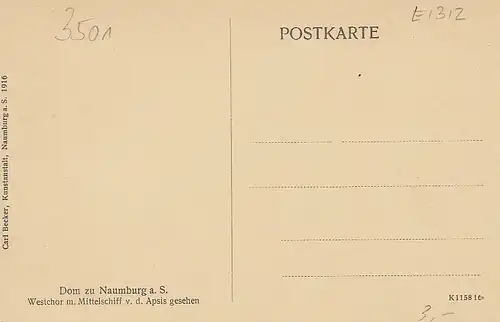 Naumburg Dom Westchor m. Mittelschiff v.d.Apsis gesehen ngl E1312