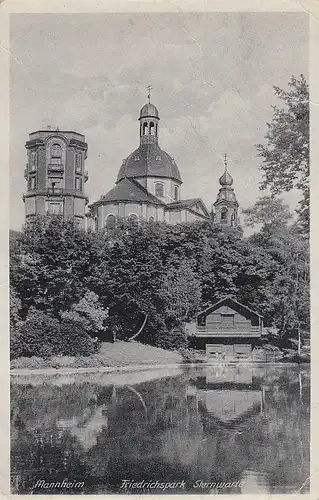 Mannheim, Friedrichspark mit Sternwarte u. Jesuitenkirche feldpgl E0549