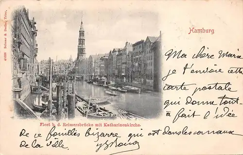 Hamburg Fleet bei der Reimersbrücke mit Katharinenkirche gl1902 161.822