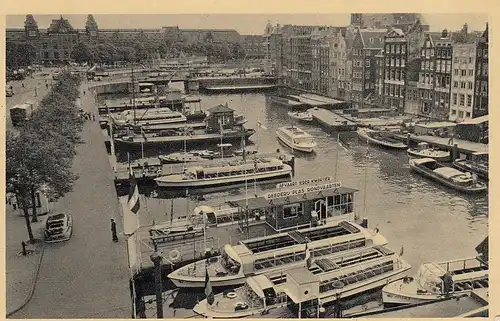 Amsterdam, Damrak steiger, Werbekarte Reederij Plas ngl E1963