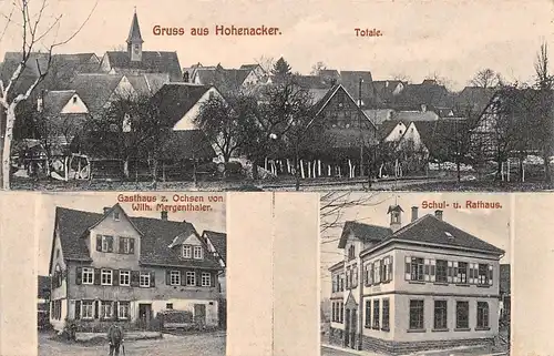 Hohenacker (Waiblingen) Gasthaus Ochsen Schul-und Rathaus Panorama ngl 158.621