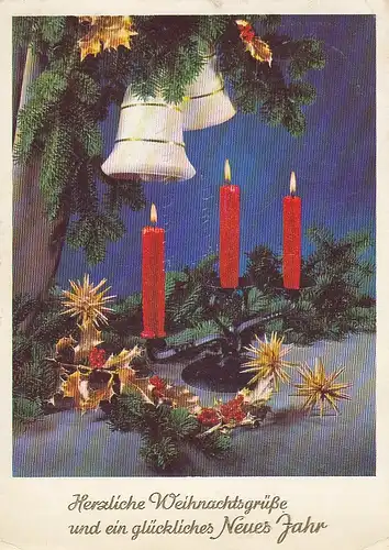 Weihnacht- und Neujahr-Wünsche Glocken über Kerzen gl1964 E0027