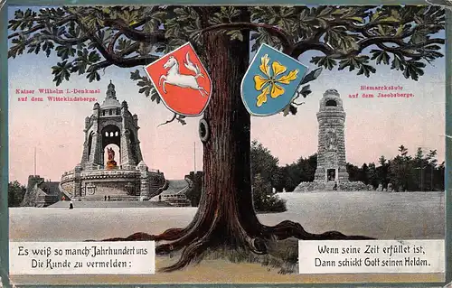 Heldendenkmäler mit Baum Wappen und Gedicht gl1925 159.243