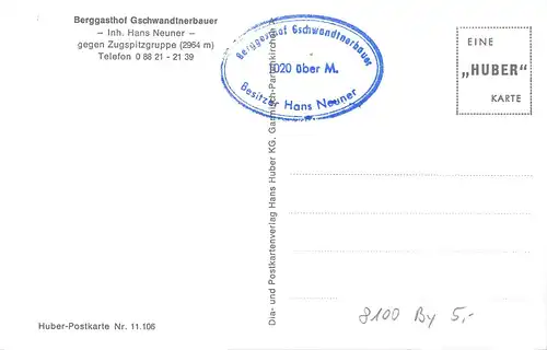 Berggasthof Gschwandtnerbauer gegen Zugspitzgruppe ngl 162.638