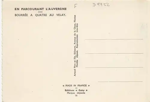 En Parcourant L'Auvergne, Bourrée a Quatre au Velay ngl D9852