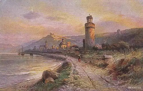 Oberwesel Panorama - Künstlerkarte gl1910 E0761