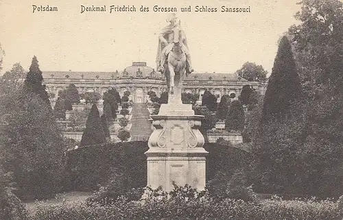 Potsdam, Denkmal Friedrich des Großen u.Schloss Sanssouci ngl E0849