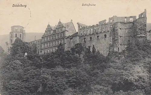 Heidelberg, Schloßruine feldpgl1917 E1036