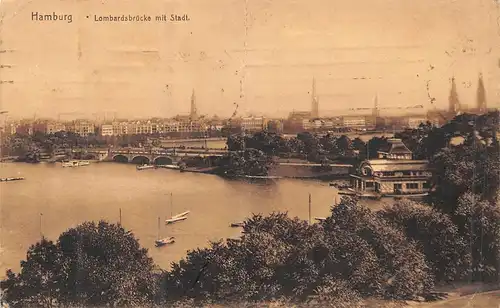 Hamburg - Lombardsbrücke mit Stadt gl1921 159.394