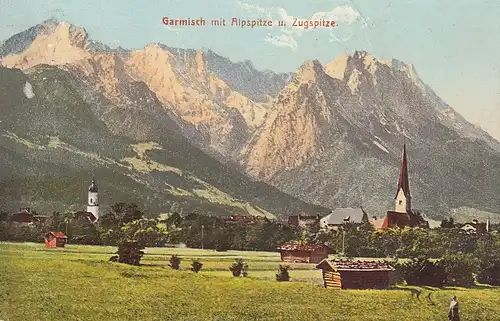 Garmisch mit Alpspitze und Zudspitze gl1909 E1043