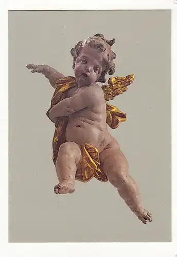 Putte, Engel mit vergoldeten Flügeln, Klebe-Faltkarte ngl E1002