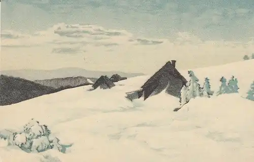 Riesengebirge: Bohnwiesbauden im hohen Schnee ngl E0787