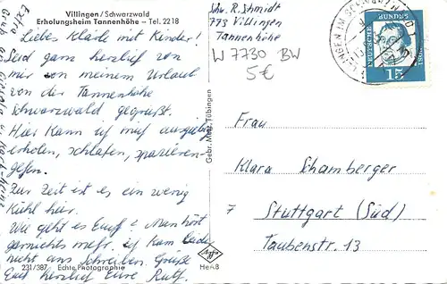 Villingen im Schwarzwald Erholungsheim Tannenhöhe gl1963 157.594