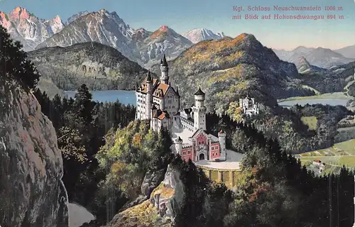 Kgl. Schloss Neuschwanstein mit Blick auf Hohenschwangau ngl 159.797