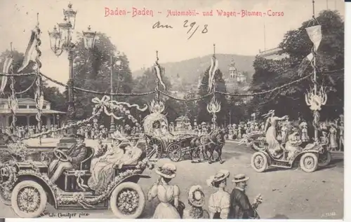 Baden-Baden - Automobil- und Wagen-Blumen-Corso gl1906 225.395