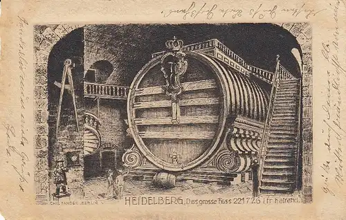 Heidelberg Das große Fass, Büttenkarton feldpgl1917 E1270