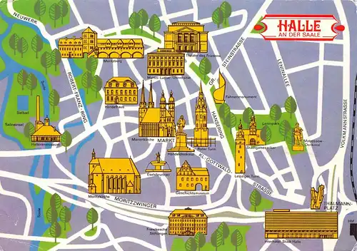Halle/Saale Straßenplan glca.1980 159.013