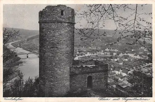 Carlshafen Weser mit Hugenottenturm gl1930 159.740