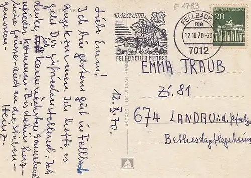 Stuttgart mit Blick zum Fernsehturm gl1970 E1783