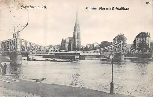 Frankfurt am Main - Eiserner Steg mit Nikolaikirche gl1912 159.574