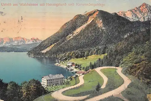 Urfeld am Walchensee mit Herzogstand und Karwendelgebirge gl1922 159.173