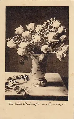 Geburtstag-Wünsche mit Blumenvase gl1936 E1230