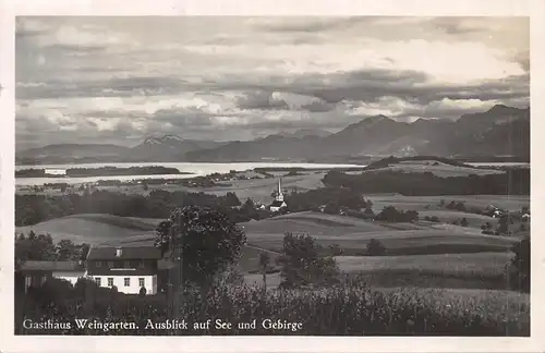 Rimsting - Gasthaus Weingarten Ausblick auf See und Gebirge gl1934 159.216