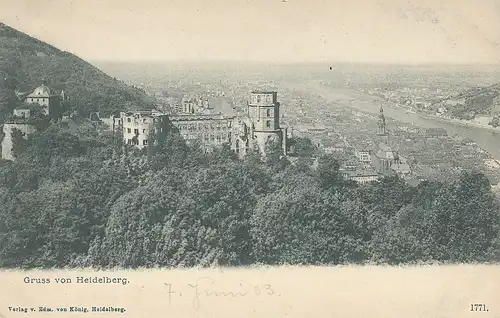 Heidelberg, Blick auf Schloß und Stadt ngl E1289