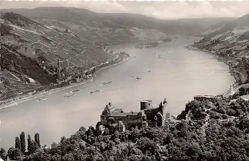 Bacharach am Rh. - Burg Stahleck und Schifffahrt auf dem Rhein gl1958 162.179