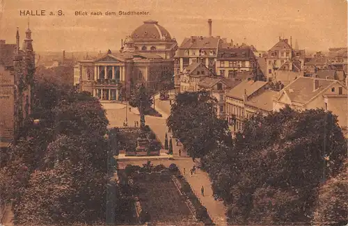 Halle (Saale) - Blick nach dem Stadttheater gl1924 159.224