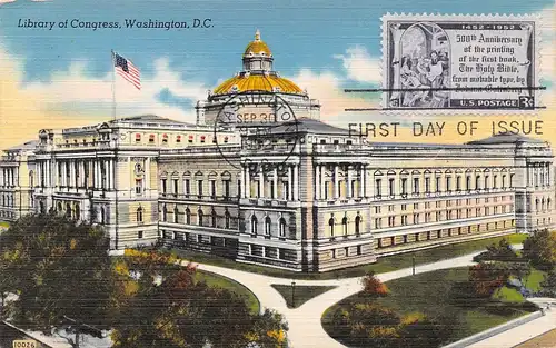 Washington D.C. Library of Congress With Stamp First day of Issue ngl 164.152