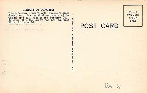 Washington D.C. Library of Congress With Stamp First day of Issue ngl 164.152