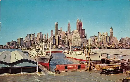New York City NY Skyline of Lower Manhattan from Across the East River gl1965 164.175