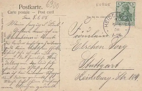 Heidelberg, Behüt' Dich Gott! Mondschein-Ansicht gl1908 E0865