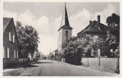 Rheinau-Diersheim - Straßenpartie mit Kirche ngl 226.771