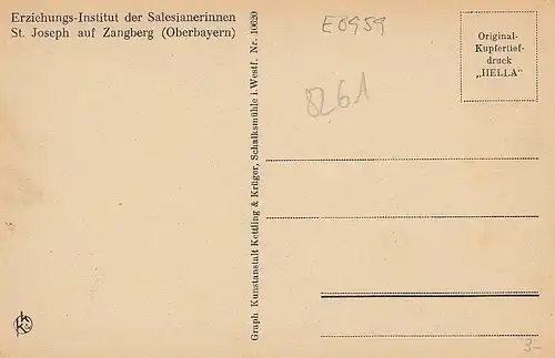 Erziehungsinstitut der Salesianerinnen St.Joseph auf Zangenberg Obb. ngl E0959