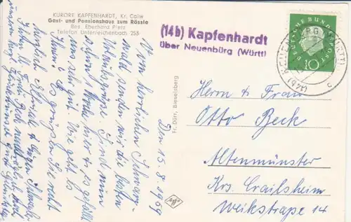 Kapfenhardt (Kreis Calw) Gasthaus Rössle, Talblick gl1959 225.441