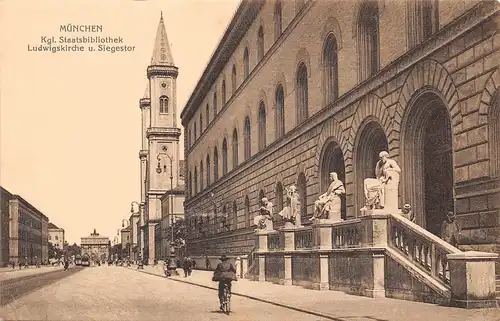 München Kgl. Staatsbibliothek Ludwigskirche und Siegestor ngl 163.891