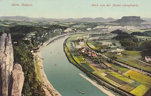 Sächs.Schweiz Blick von der Bastei elbaufwärts ngl E1499