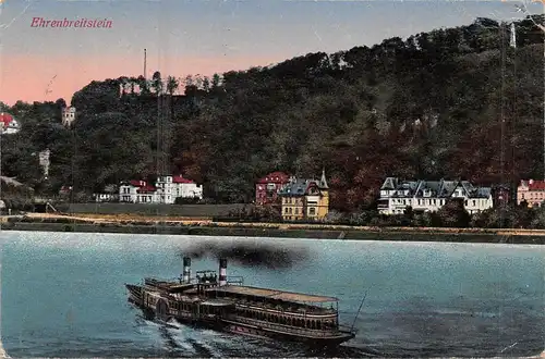 Ehrenbreitstein a.Rhein Partie mit Dampfer feldpgl1917 159.535