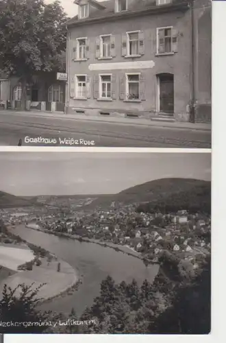 Neckargmünd Panorama und Gasthaus Weiße Rose 2 Ansichten gl1959 226.015