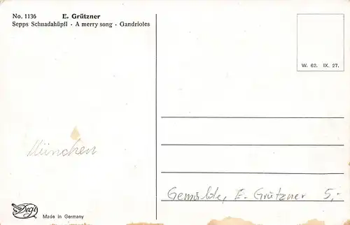 E. GRÜTZNER Sepps Schnadahüpfl Nach Gemälde ngl 161.452