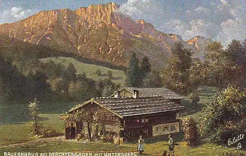 Bauernhaus bei Berchtesgaden mit Untersberg ngl E1601