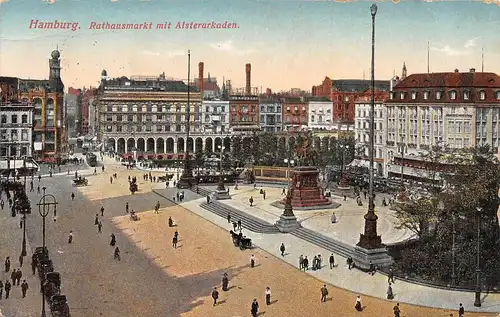 Hamburg Rathausmarkt mit Alsterarkaden gl1912 161.861