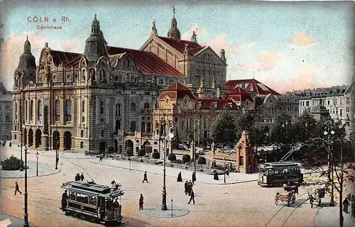 Köln am Rhein Opernhaus mit Straßenbahnen ngl 161.269